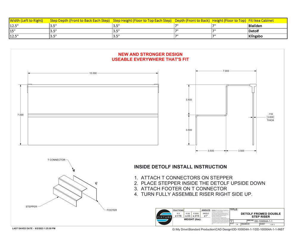 Stronger Ikea Detolf 11.5"x15" Acrylic replacement shelf. sfixture