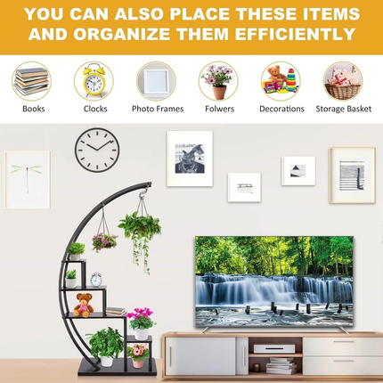 5-Tiers Metal Crescent Plant Stand