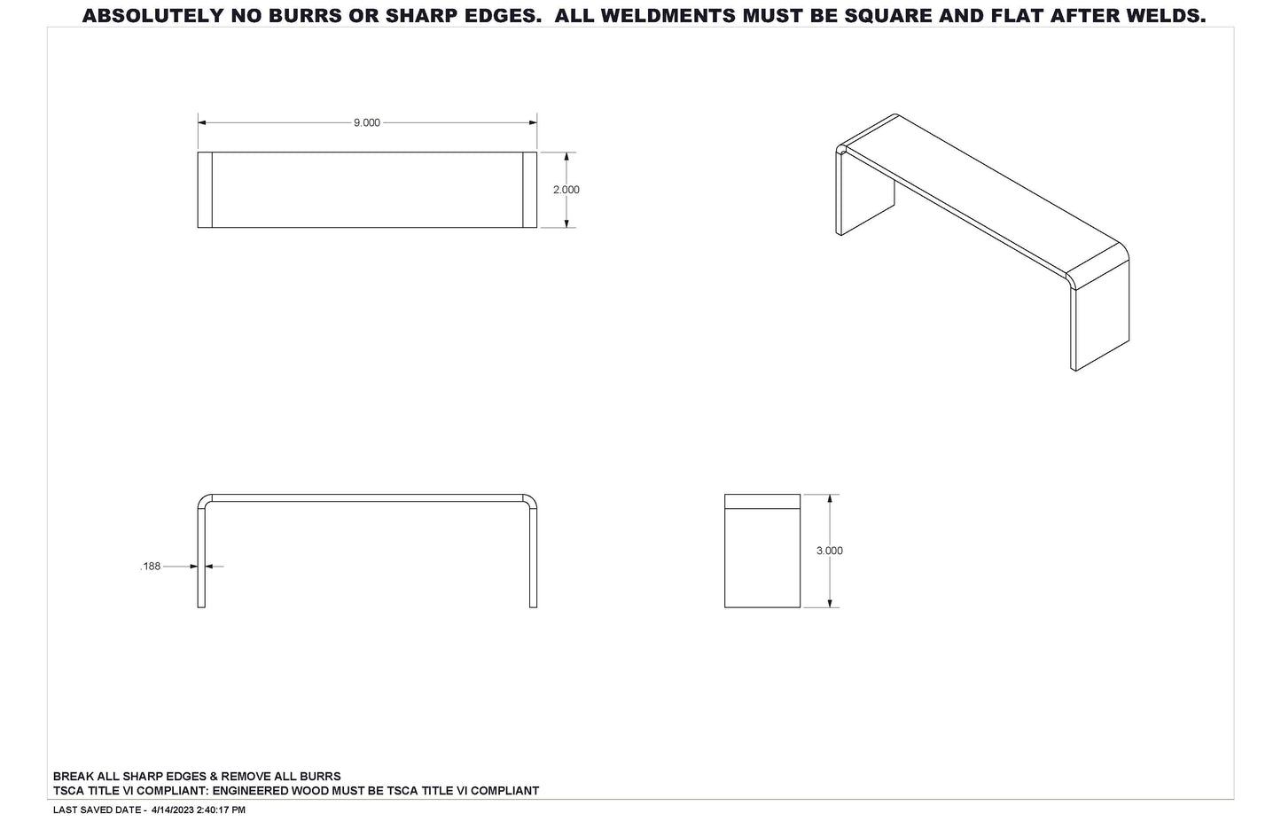 9wx2dx3h 3/16" Thick Acrylic Riser AR-100002P-1-1