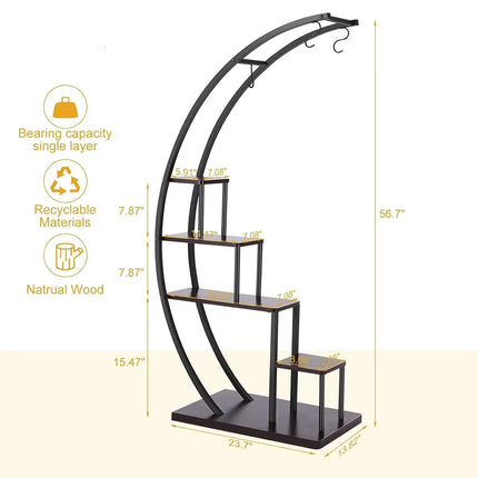 5-Tiers Metal Crescent Plant Stand