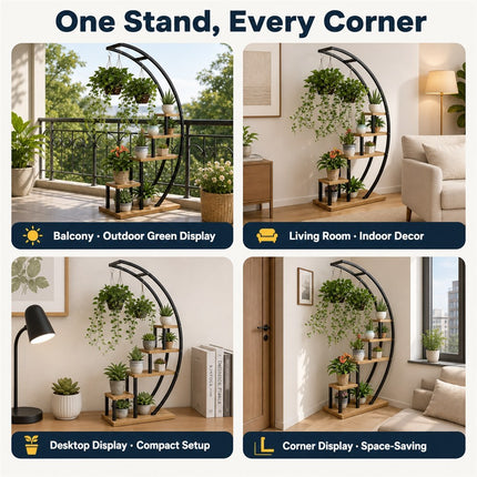 5-Tiers Metal Crescent Plant Stand