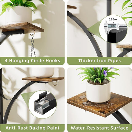 Pair of Indoor Plant Stand W/Glow Light 6 Tiers and Hanging Shelf Hook