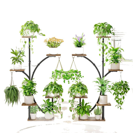 Pair of Indoor Plant Stand W/Glow Light 6 Tiers and Hanging Shelf Hook