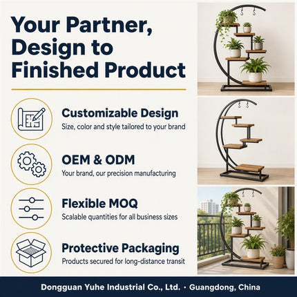 5-Tiers Metal Crescent Plant Stand