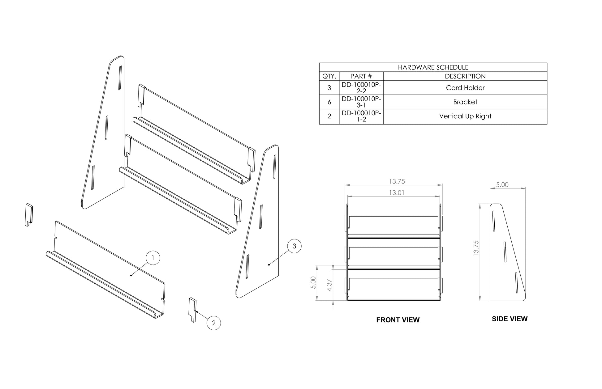 acrylic card display shelf blueprint