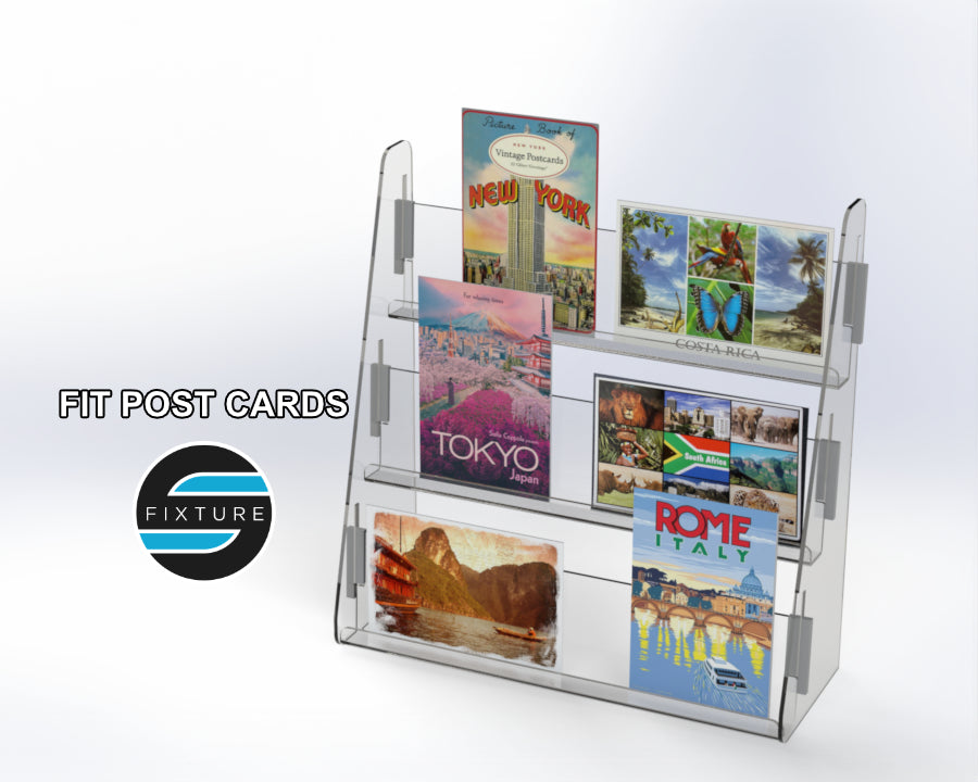 acrylic card display shelf with post cards