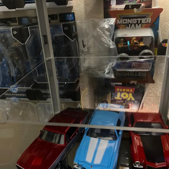 blaliden shelf with toy cars