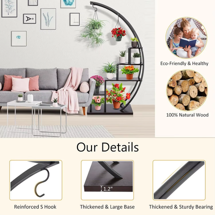 5-Tiers Metal Crescent Plant Stand