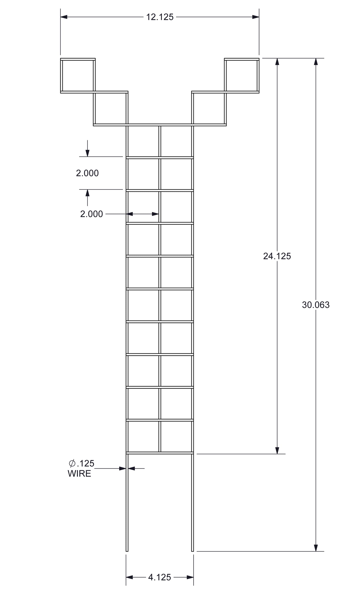 plant trellis detailed dimensions